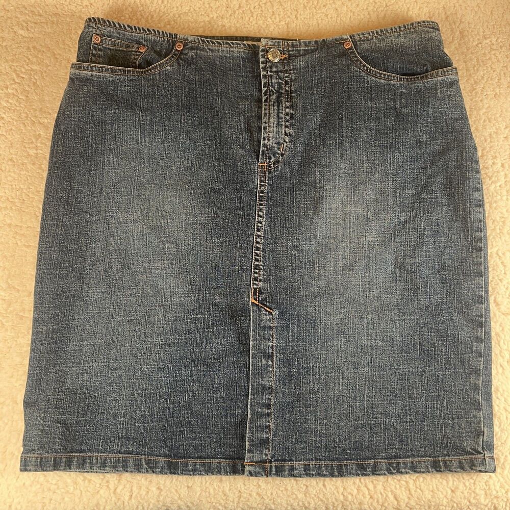 Old Navy womens sz 14 Denim Blue Jean cotton blend stretch Pencil skirt Classic